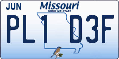 MO license plate PL1D3F