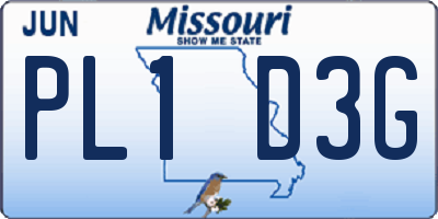 MO license plate PL1D3G