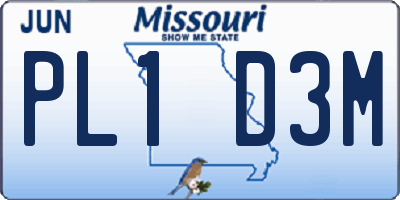 MO license plate PL1D3M