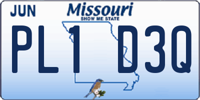 MO license plate PL1D3Q