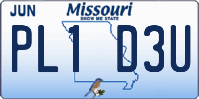 MO license plate PL1D3U