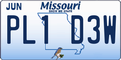 MO license plate PL1D3W