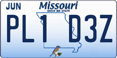 MO license plate PL1D3Z