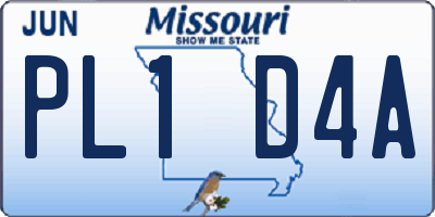 MO license plate PL1D4A