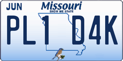 MO license plate PL1D4K