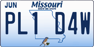 MO license plate PL1D4W