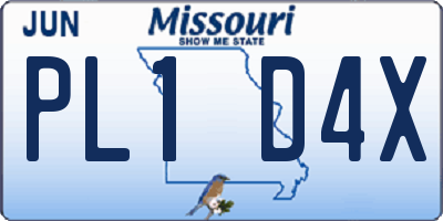 MO license plate PL1D4X