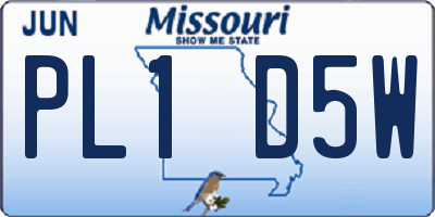 MO license plate PL1D5W