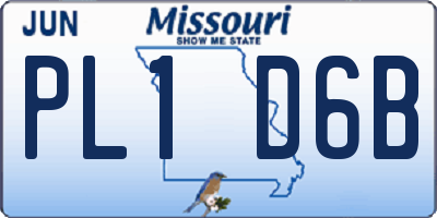 MO license plate PL1D6B