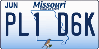 MO license plate PL1D6K