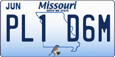 MO license plate PL1D6M