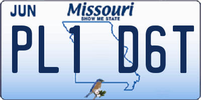 MO license plate PL1D6T