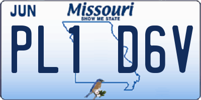 MO license plate PL1D6V