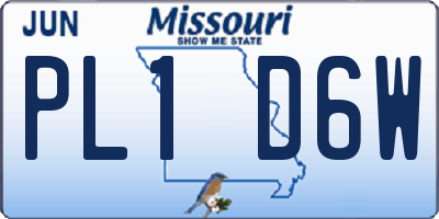MO license plate PL1D6W