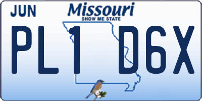MO license plate PL1D6X