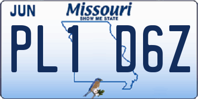 MO license plate PL1D6Z