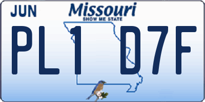 MO license plate PL1D7F