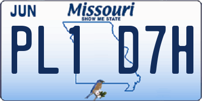 MO license plate PL1D7H