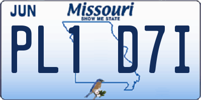 MO license plate PL1D7I