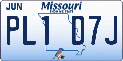 MO license plate PL1D7J