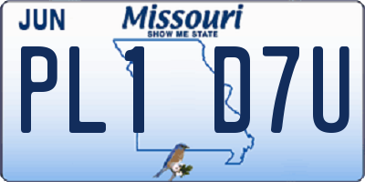 MO license plate PL1D7U