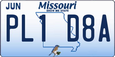 MO license plate PL1D8A