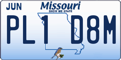MO license plate PL1D8M