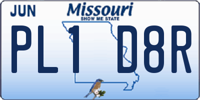 MO license plate PL1D8R