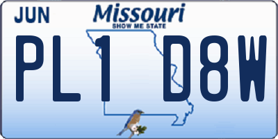 MO license plate PL1D8W