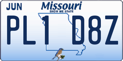 MO license plate PL1D8Z