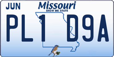 MO license plate PL1D9A