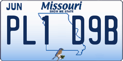 MO license plate PL1D9B