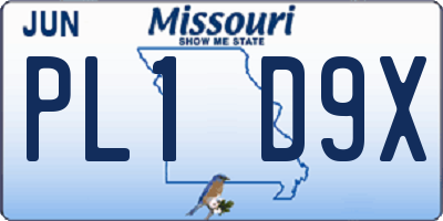 MO license plate PL1D9X