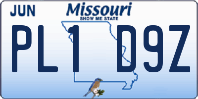 MO license plate PL1D9Z