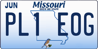 MO license plate PL1E0G