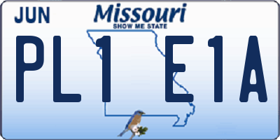 MO license plate PL1E1A