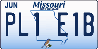MO license plate PL1E1B
