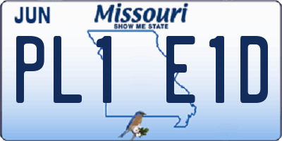 MO license plate PL1E1D