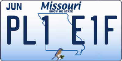 MO license plate PL1E1F