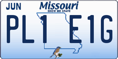 MO license plate PL1E1G