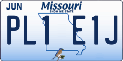 MO license plate PL1E1J