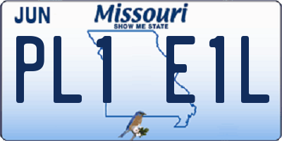 MO license plate PL1E1L