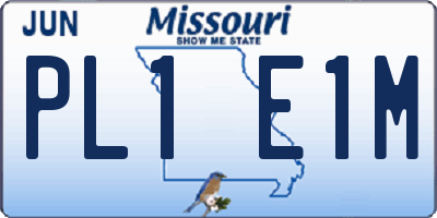 MO license plate PL1E1M