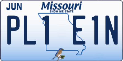 MO license plate PL1E1N