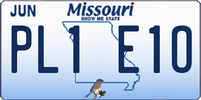 MO license plate PL1E1O