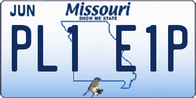 MO license plate PL1E1P