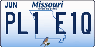MO license plate PL1E1Q