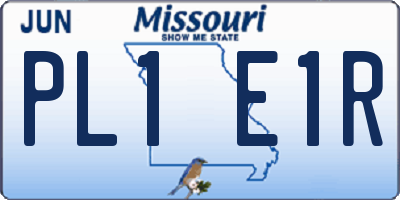 MO license plate PL1E1R