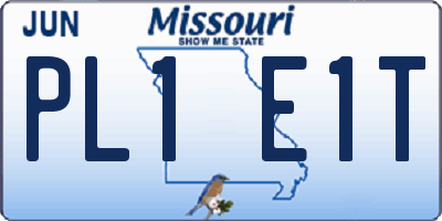 MO license plate PL1E1T