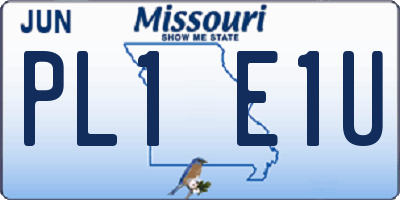 MO license plate PL1E1U